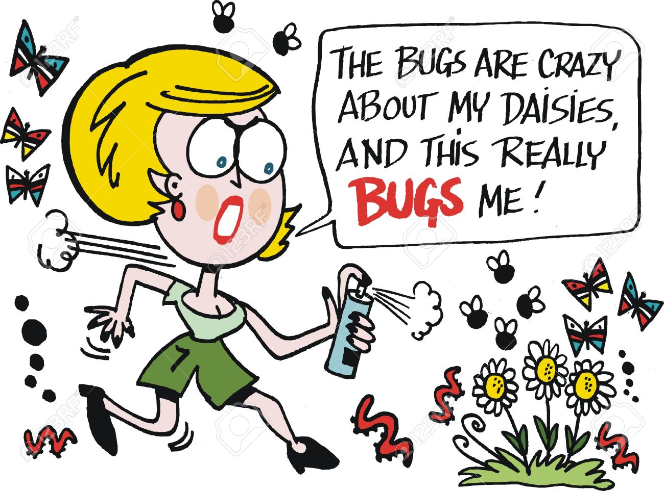 20732810-Vector-cartoon-of-woman-spraying-insect-pests-in-garden-Stock-Vector